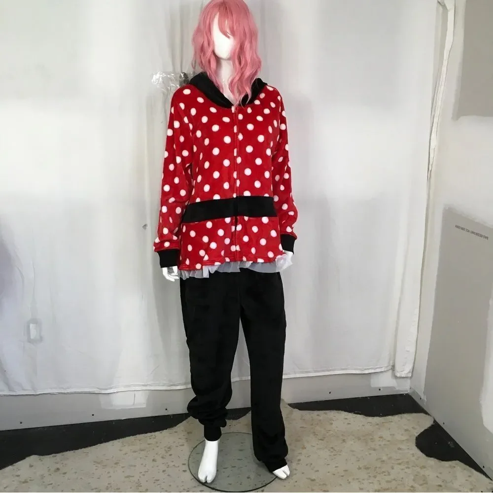 NEW Disney Minnie Mouse Fleece Hooded Onesie Sleepwear Costume 2X - Picture 3 of 13